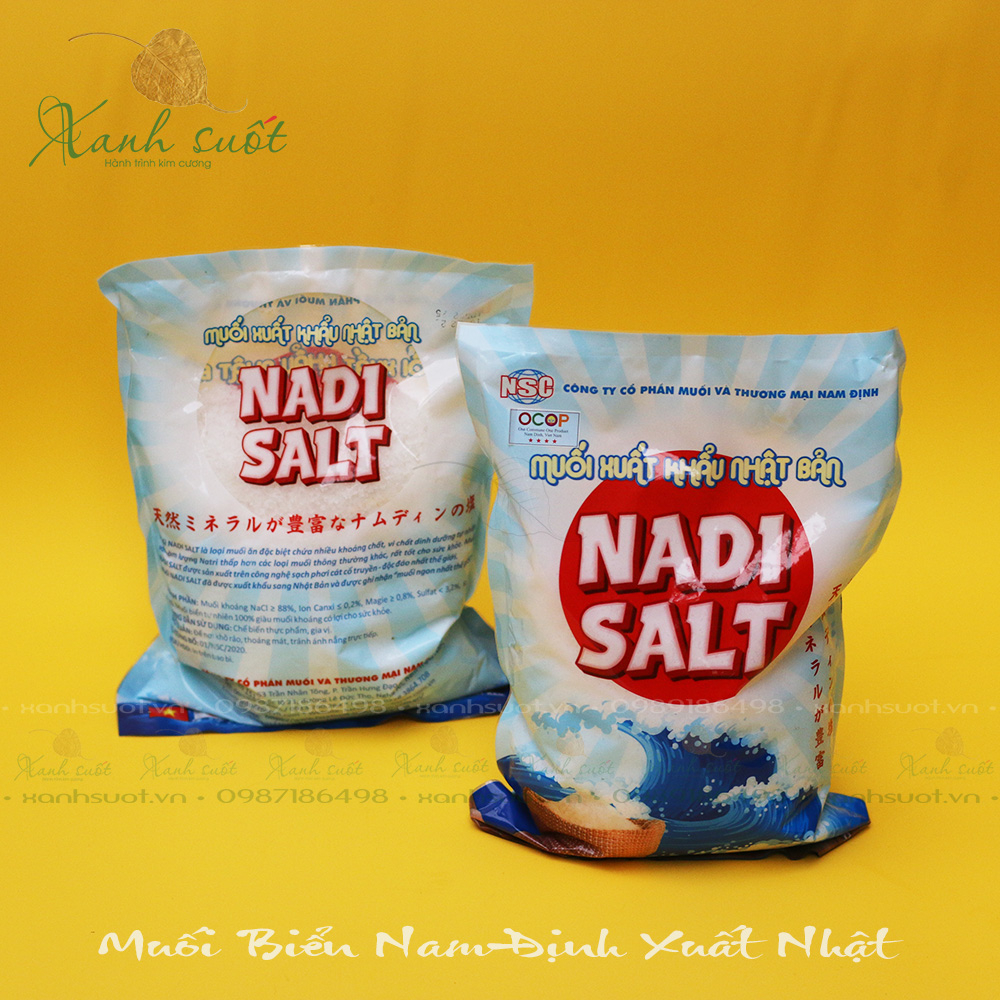 COMBO 3 MUỐI HỘT NAM ĐỊNH  NADI - NADI SALT Muối - Chuẩn Xuất Khẩu Nhật, Sạch, An Toàn- Ít mặn, ít chát - Xanh Suốt HCM