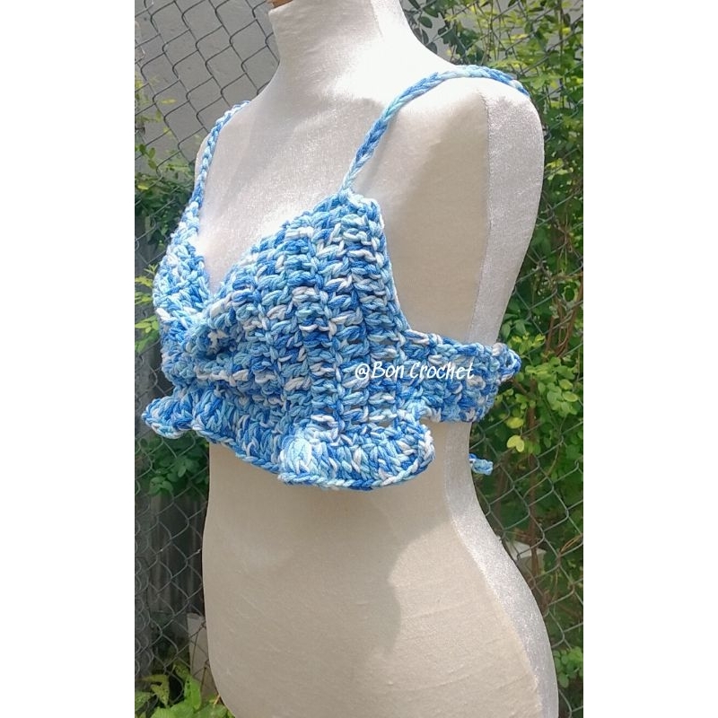 Handmade Áo bra len 2 dây thắt nơ sau lưng