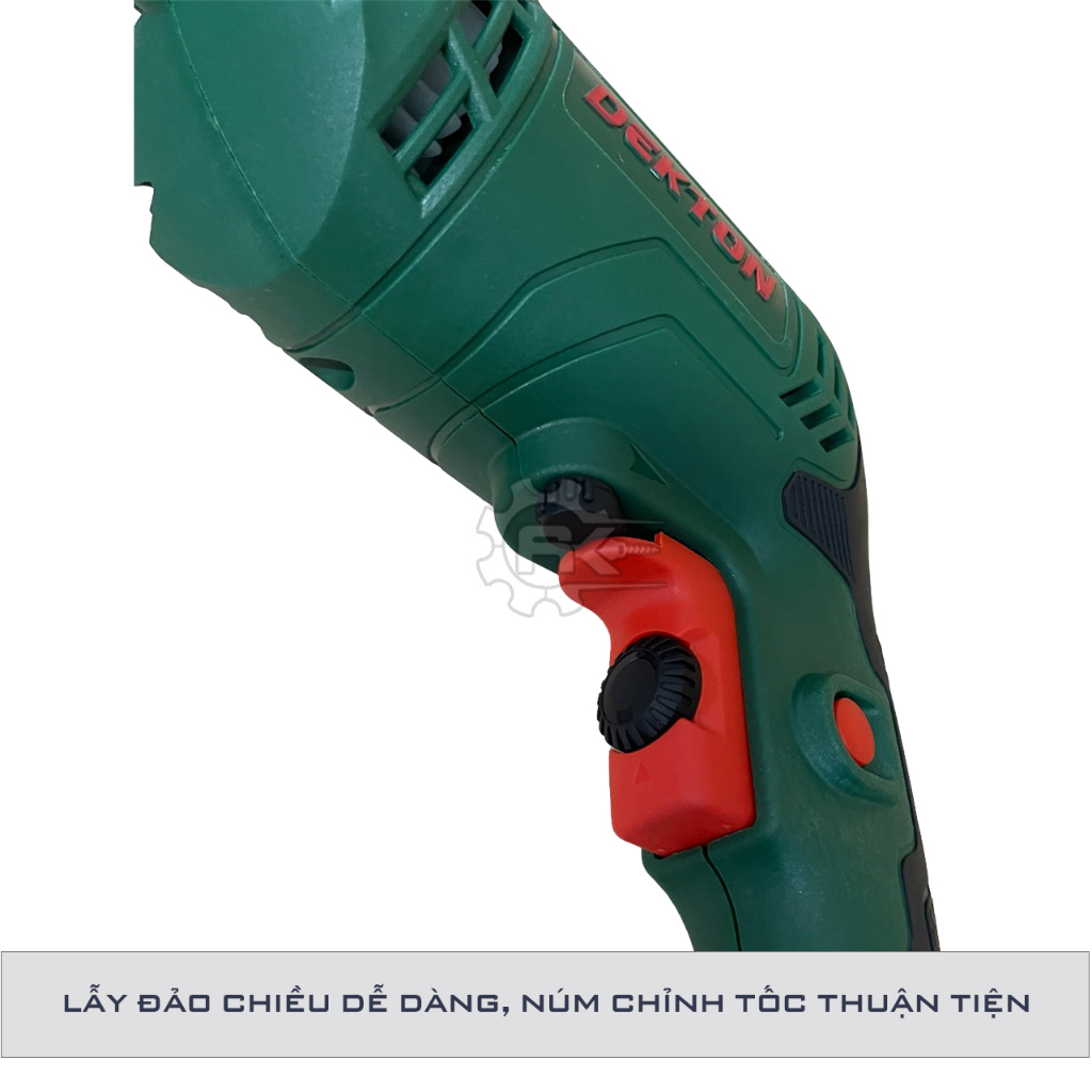 Máy khoan cầm tay DEKTON ID550, 10mm, Công suất 550W, Động cơ Dây đồng nguyên chất, Tặng chổi than