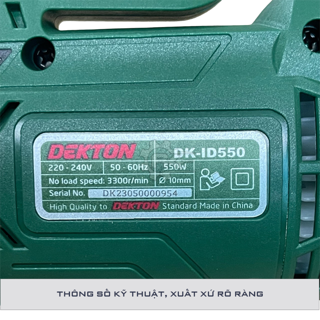 Máy khoan cầm tay DEKTON ID550, 10mm, Công suất 550W, Động cơ Dây đồng nguyên chất, Tặng chổi than