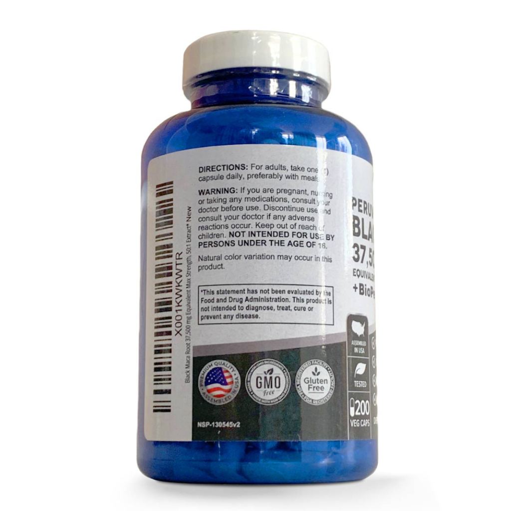 Tăng cường năng lượng NusaPure Black Maca 37,500mg 200 viên