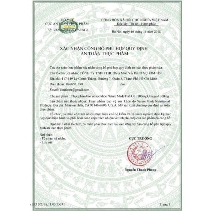 Viên uống dầu cá Fish Oil Nature Made 100v, 150v, 250v