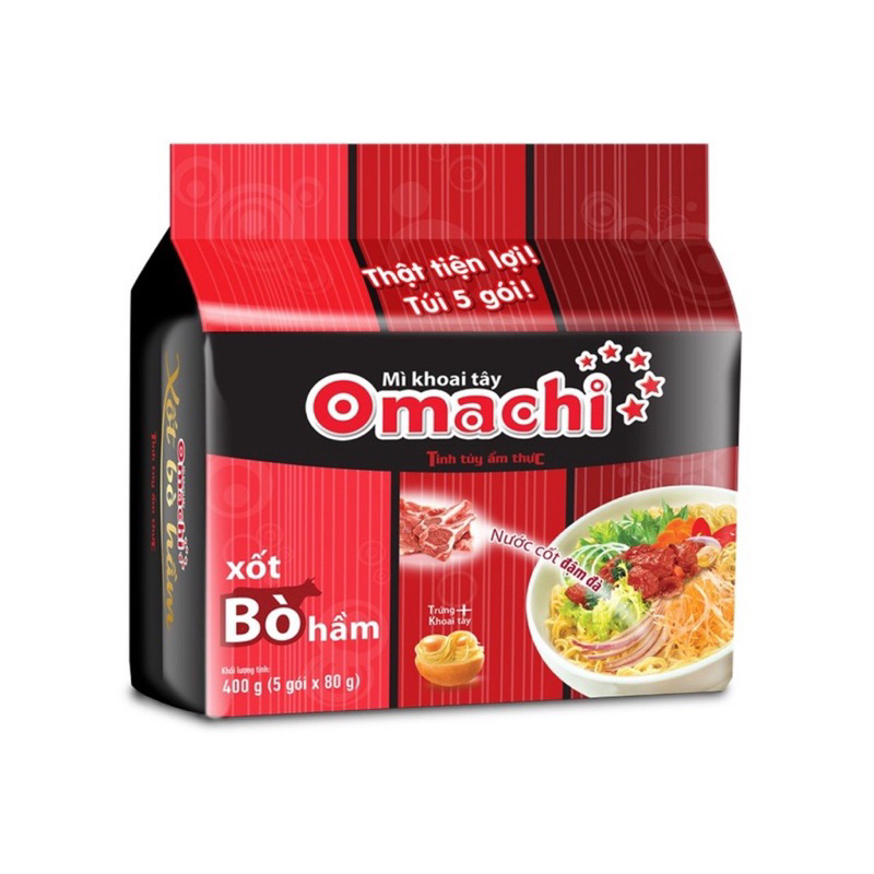 Thùng mì khoai Tây Omachi sốt bò hầm/sừơn hầm/tôm chua cay/trộn Spaghetti 30 gói 80g