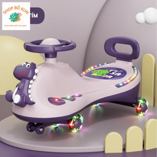 xe lắc khủng long kiêm chòi chân có nhạc và đèn nháy - hàng cao cấp.