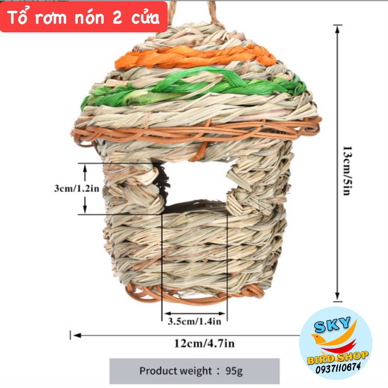 Tổ rơm tự nhiên  cho chim được làm thủ công trang trí avi thêm đẹp,sinh động.