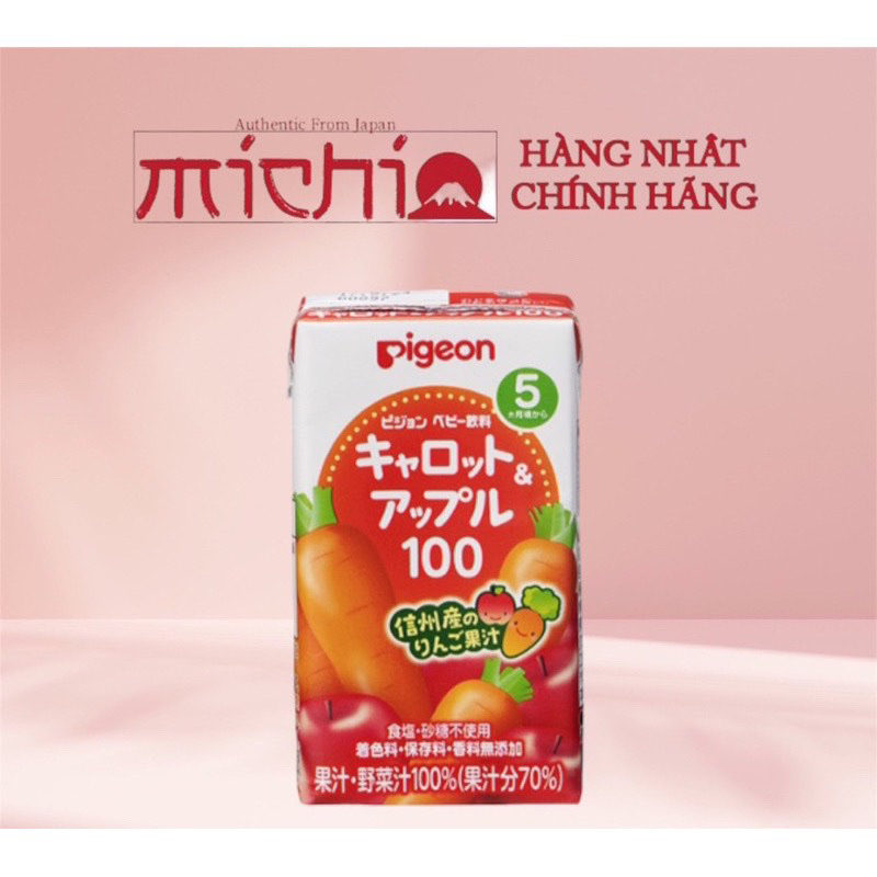 Nước ép vị cà rốt và táo nguyên chất cho bé Pigeon Nhật Bản