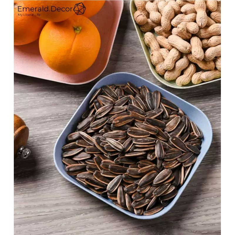 PVN25205 Đĩa nhựa lúa mạch vuông,đựng bánh kẹo, nhiều màu