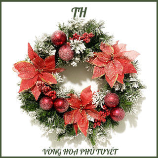 Vòng nguyệt quế giáng sinh PHỦ TUYẾT CÓ TRANG TRÍ - vòng hoa treo cửa trang trí noel - trang trí nhà cửa phòng khác