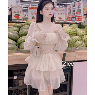 Váy Tơ Chấm Bi Dáng Ngắn - Dài