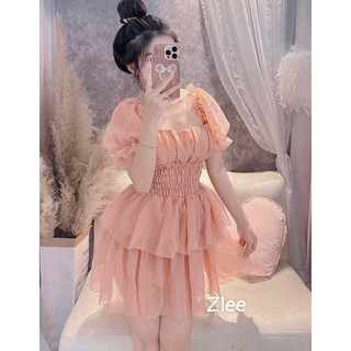Váy Tơ Chấm Bi Dáng Ngắn - Dài