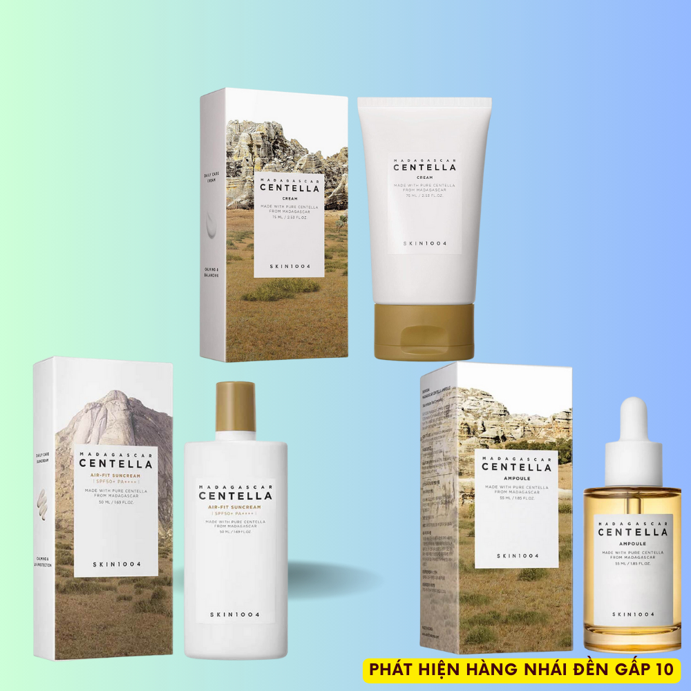 Combo 3 món Serum Rau Má Dưỡng Ẩm, Kem Dưỡng Da, Kem Chống Nắng Skin004 - Chính Hãng