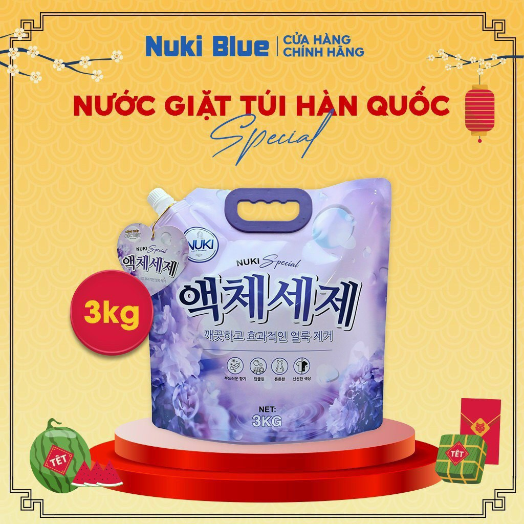 Túi Nước Giặt Xả Hàn Quốc Nuki Special 3kg Hương Nắng Mai Thơm Dịu Nhẹ, Mềm Vải Không Gây Kích Ứng An Toàn Với Làn Da...