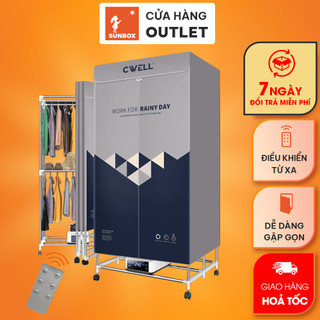 Tủ sấy quần áo 1.7M CWell D23, máy sấy quần áo gấp gọn khử khuẩn ion 1500W-1800W, chịu lực 50kg