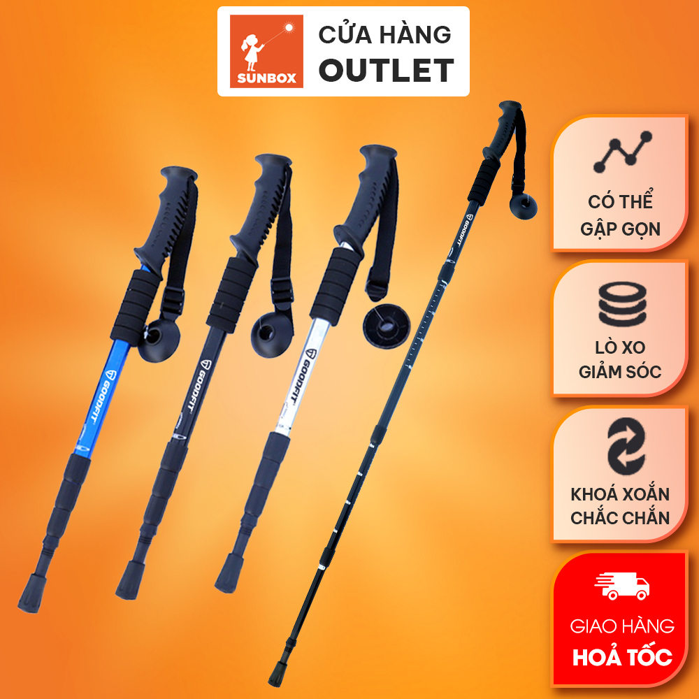 Gậy leo núi, gậy trekking GoodFit chính hãng gấp khúc dùng du lịch, phượt, dã ngoại GF03E