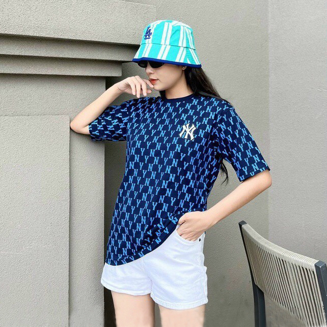 Áo thun MLB NY tay lỡ form rộng nam nữ phông cotton xuất dư sang xịn mịn cao cấp