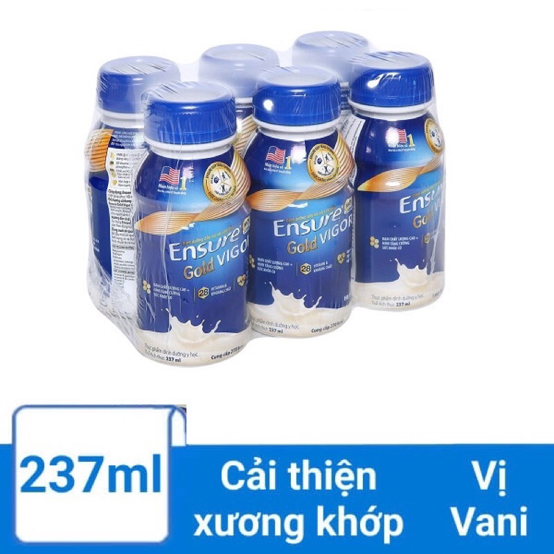 (Date mới  2024)Lốc 6 chai sữa bột pha sẵn Ensure gold Vigor vani 237ml- có ship hoả tốc HCM