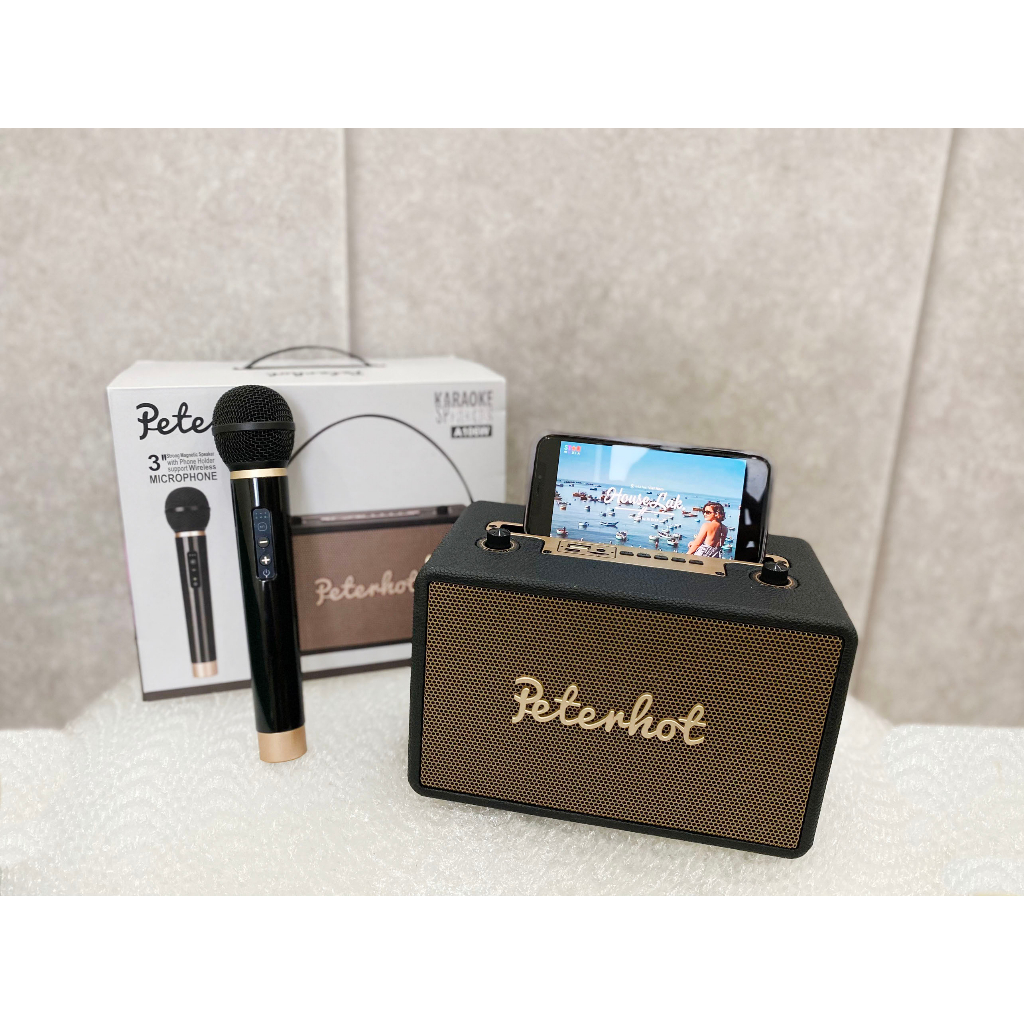 Loa Bluetooth Karaoke Không Dây Peterhot  A106W và A108W Tặng 2 Micro Hát Karaoke,Âm Thanh Bass Siêu Đỉnh,Công Suất 56W
