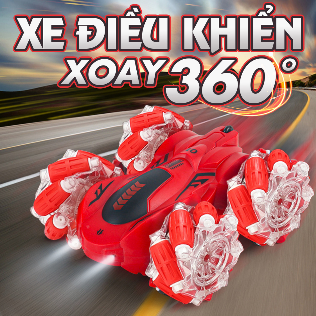 Xe Điều Khiển Địa Hình 2 Mặt Nhào Lộn Xoay 360 Độ 4 Bánh Xe Phát Sáng Siêu Hấp Dẫn Cho Bé