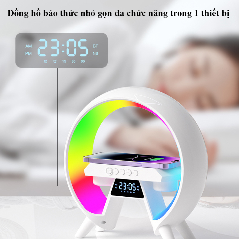 Loa Bluetooth Led RGB Tích Hợp Sạc Nhanh Không Dây,Đèn Ngủ,Báo Thức Âm Bass Cực Mạnh Kết Nối Điện Thoại,Tivi,Laptop