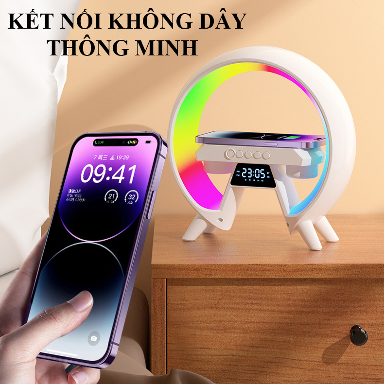 Loa Bluetooth Led RGB Tích Hợp Sạc Nhanh Không Dây,Đèn Ngủ,Báo Thức Âm Bass Cực Mạnh Kết Nối Điện Thoại,Tivi,Laptop
