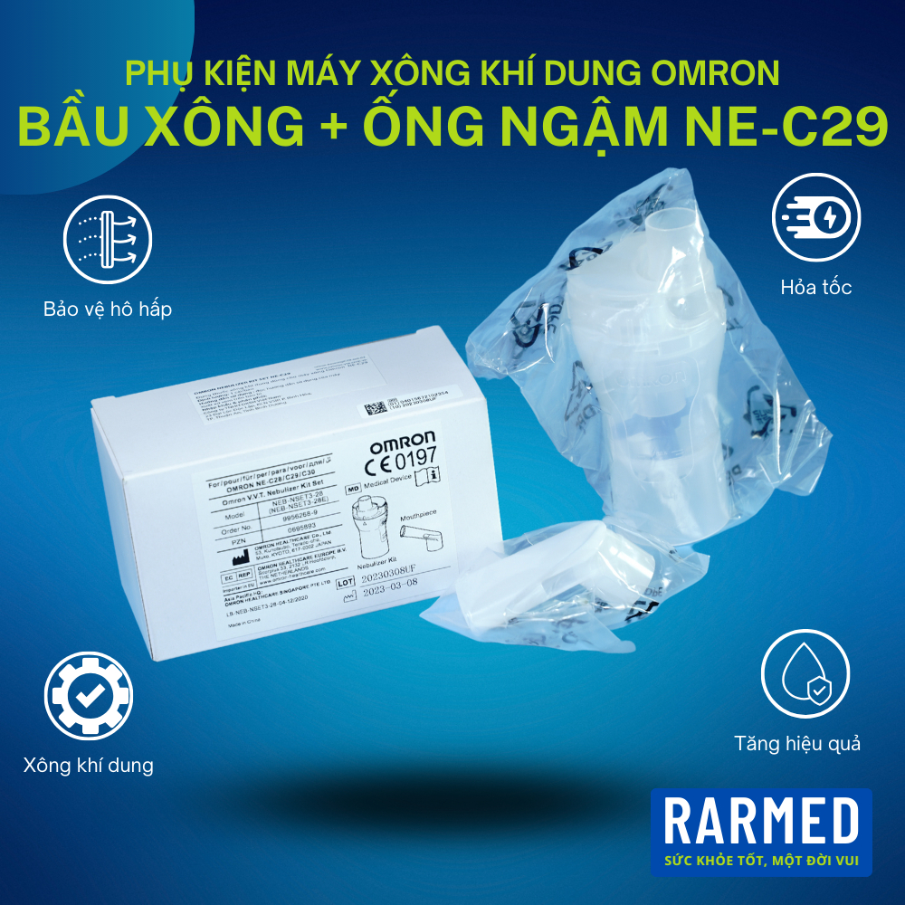Phụ kiện máy xông khí dung Omron NE-C28/C29/C30 bầu xông khí dung, ống ngậm