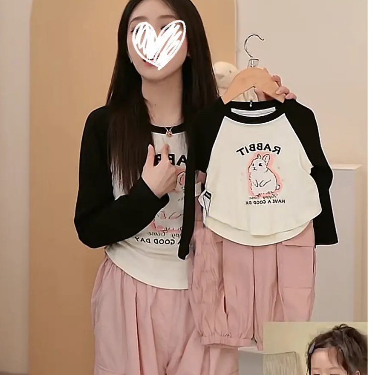 Set Áo Thỏ Dài Tay Kèm Quần Túi Hộp Cho Bé Gái WOWKIDS, Bộ Quần Áo Thu Đông Dài Tay Cá Tính Cho Bé Từ 8-28kg