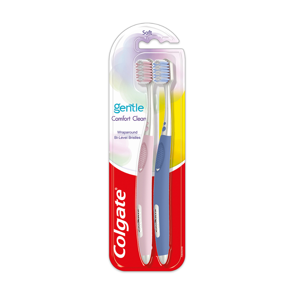 Bộ 2 Bàn chải Colgate Gentle Comfort Clean lông chải 2 tầng chải sạch dịu nhẹ