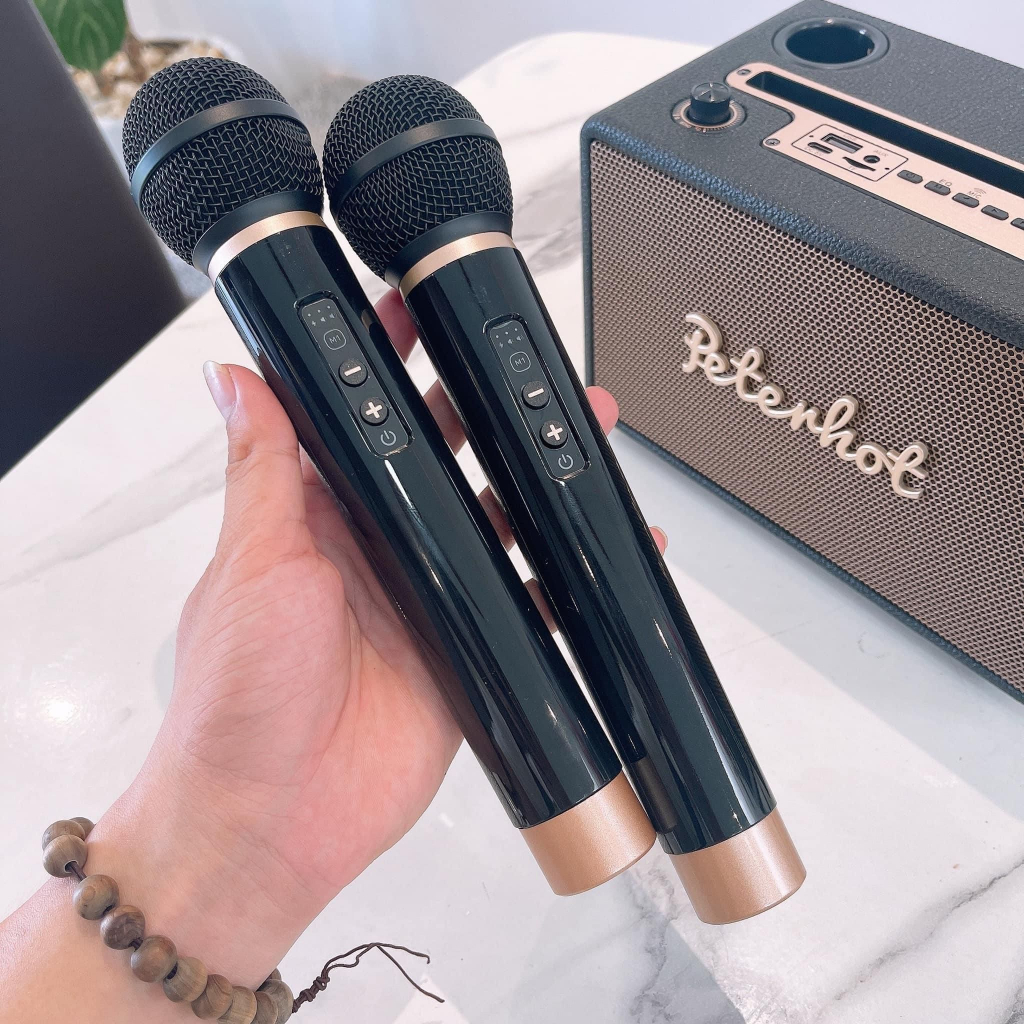 Loa Bluetooth Karaoke Không Dây Peterhot A106W và A108W Tặng 2 Micro Hát Karaoke,Công Suất 56W,Âm Thanh Bass Siêu Đỉnh