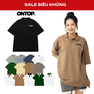 Áo polo local brand nam nữ ONTOP basic nhiều màu phối cổ tay lỡ form rộng tag su logo