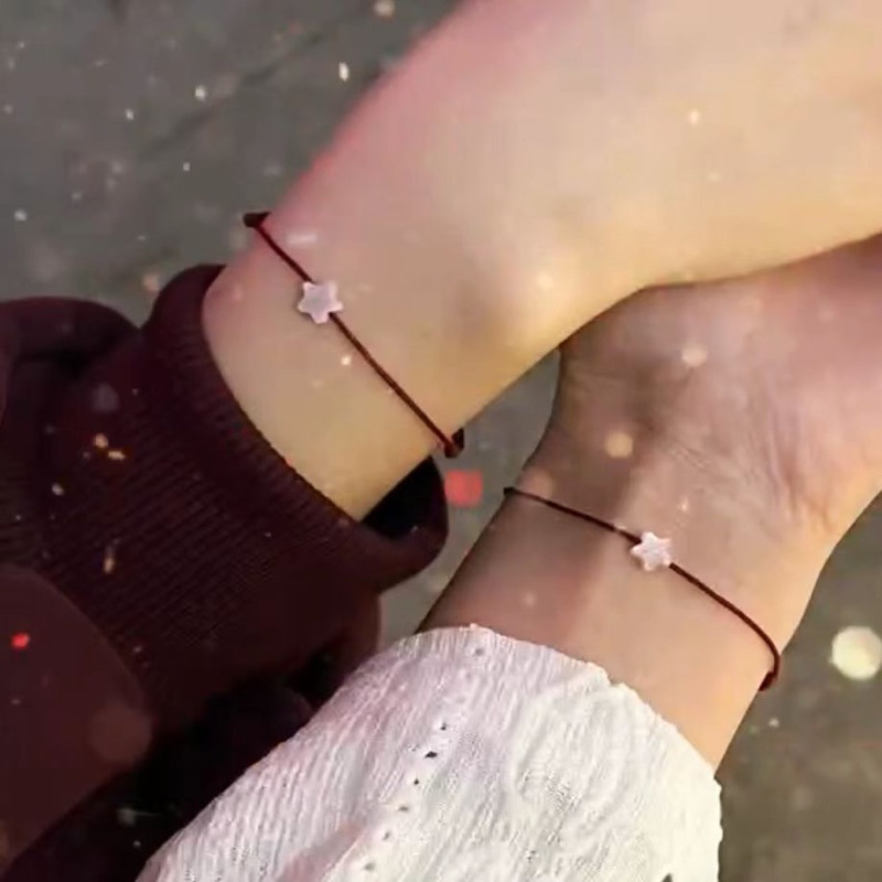 Vòng tay chỉ đỏ may mắn mix charm xà cừ