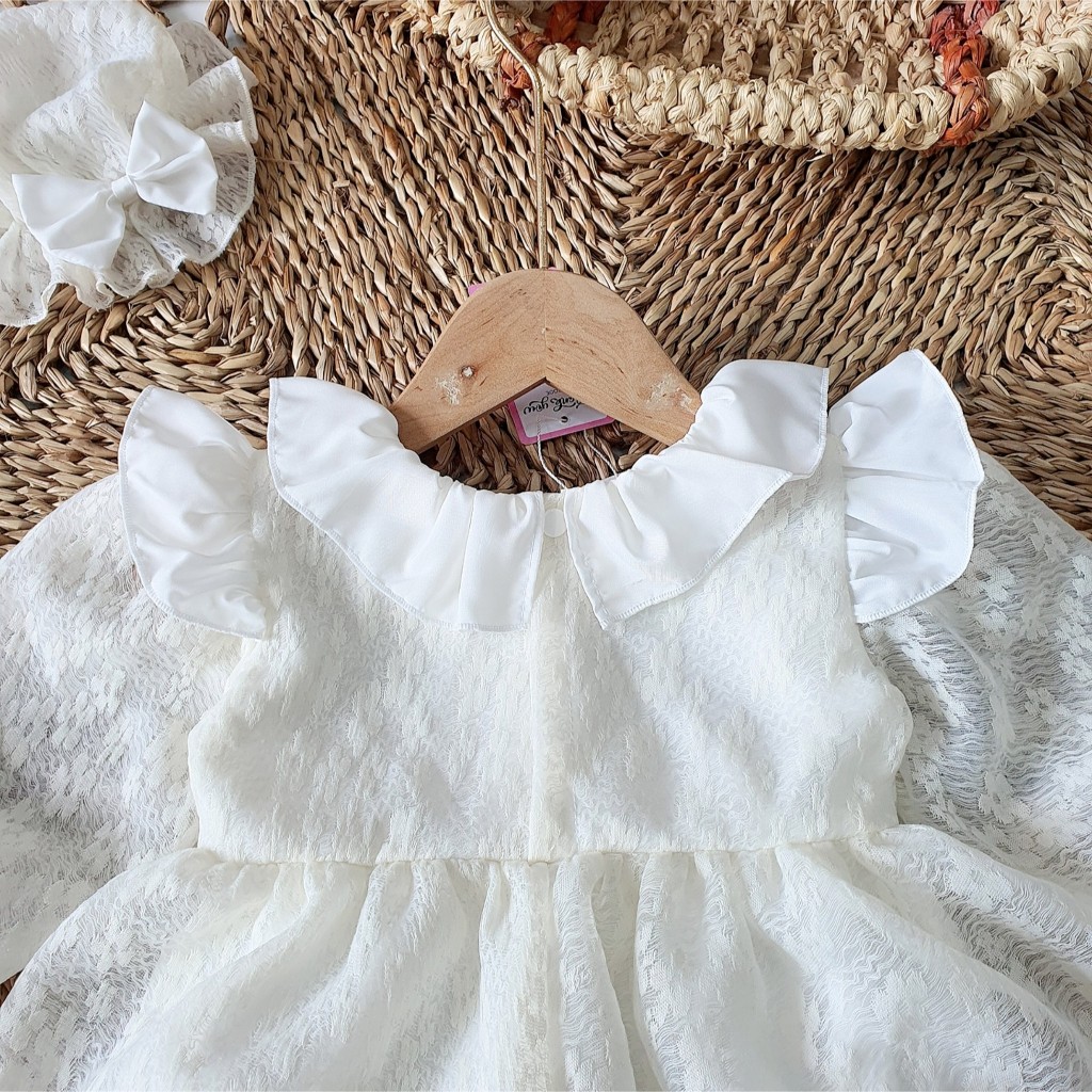 Body váy ren kem RIOKIDS cho bé gái sơ sinh, đầm công chúa thôi nôi, sinh nhật, đi chơi Lễ Tết BD139