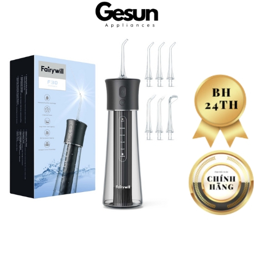 Máy tăm nước FAIRYWILL F30 tặng kèm 6 đầu tăm, 5 chế độ làm sạch sâu, 300ML, Bảo hành 12 tháng