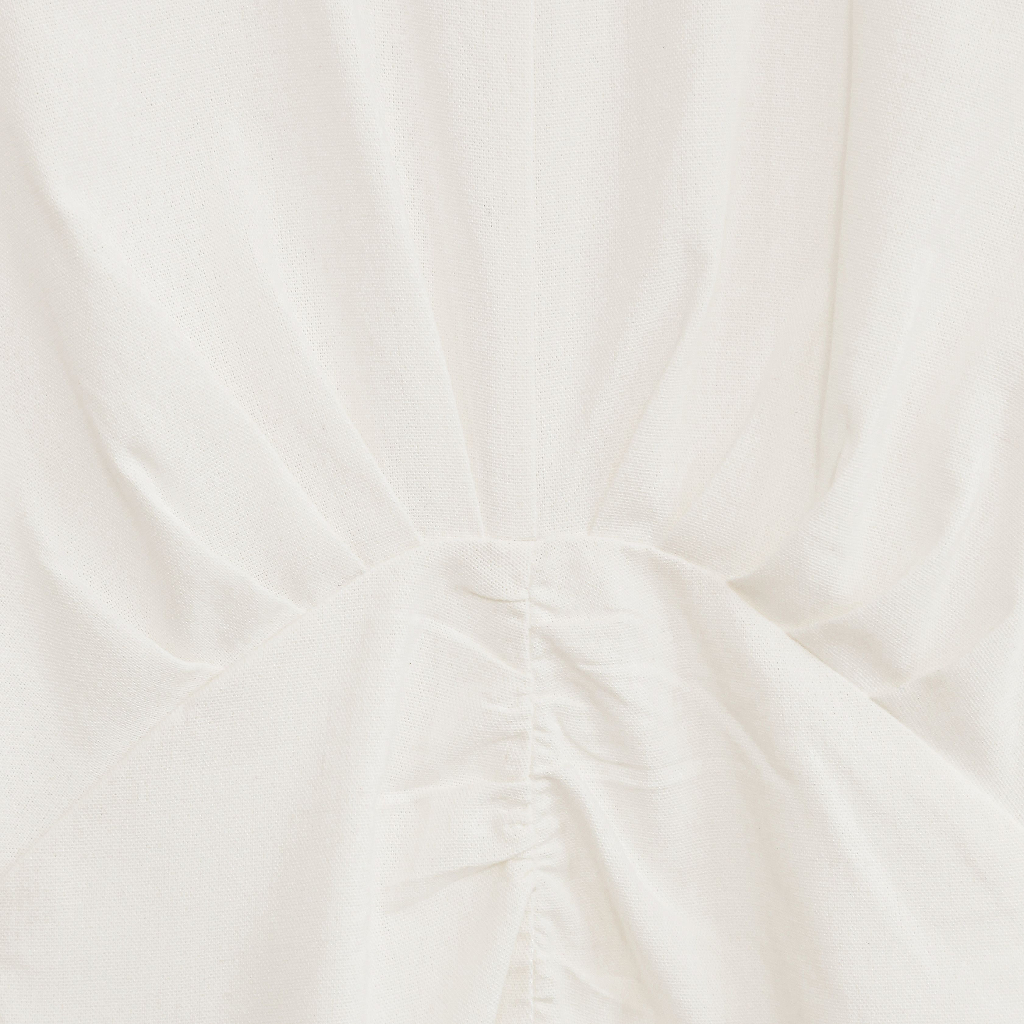 Váy Liền Midi Cổ TrònMOMOCO Thiết Kế Chiết Eo Cắt Cong, Chất Liệu Linen Thanh Lịch, Dịu Dàng M3180