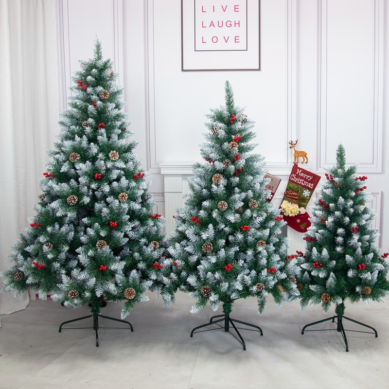(HOẢ TỐC) Cây thông C5 cao cấp sơn tuyết gắn trái đỏ trang trí noel, giáng sinh (TÁN DÀY ĐẸP)