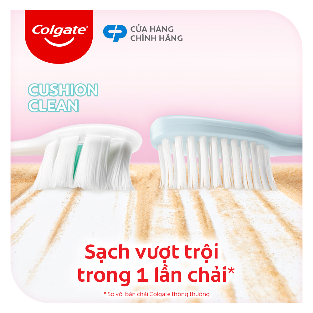 Bộ 2 bàn chải Bàn chải Colgate Cushion Clean lông chải siêu dày tạo bọt mịn