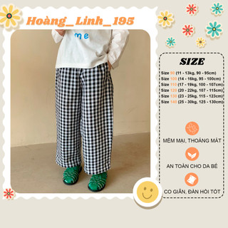 Quần suông kẻ Karo JEANBECO, quần ống rộng cho bé gái và bé trai mặc 4 mùa phong cách Hàn quốc QK25