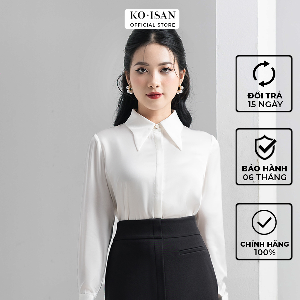 Áo sơ mi KOISAN dáng suông tay dài màu trắng W2250345-1