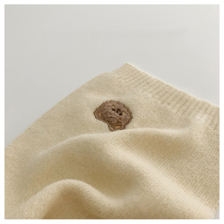 Khăn quàng cổ len mã T18 phong cách Hàn Quốc đính mặt gấu dành cho bé trai bé gái mùa đông 2024 quà tăng giáng sinh