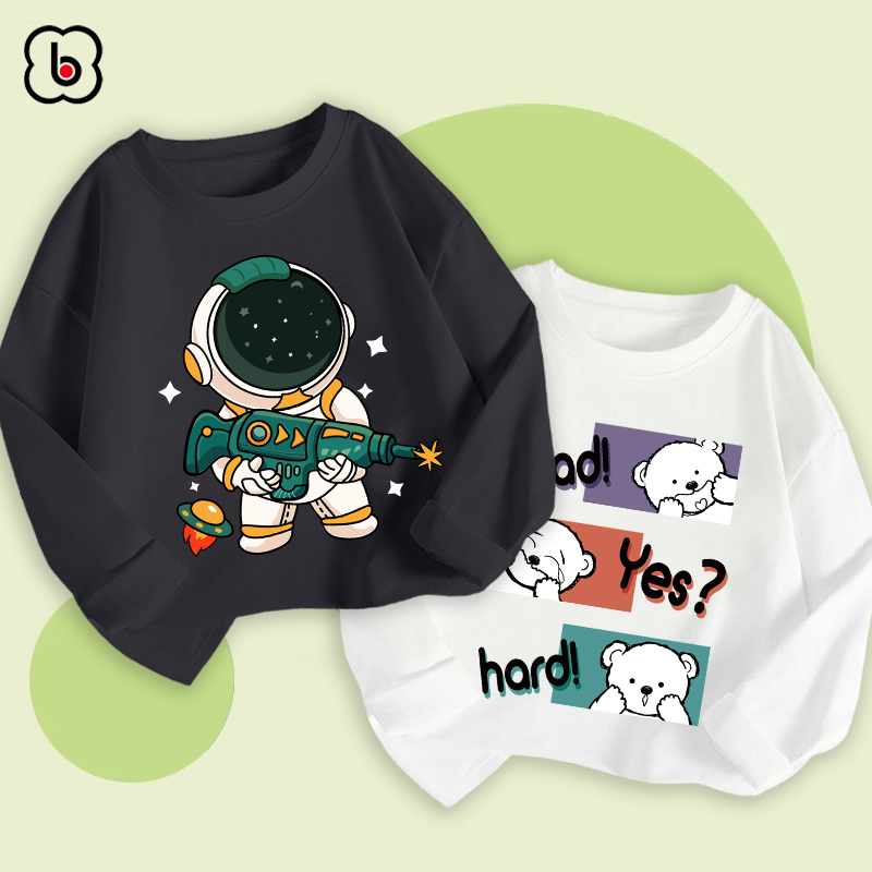 Áo dài tay bé trai BabyloveGO mẫu mới 2023 áo thu đông cổ tròn chất thun cotton in độc đáo