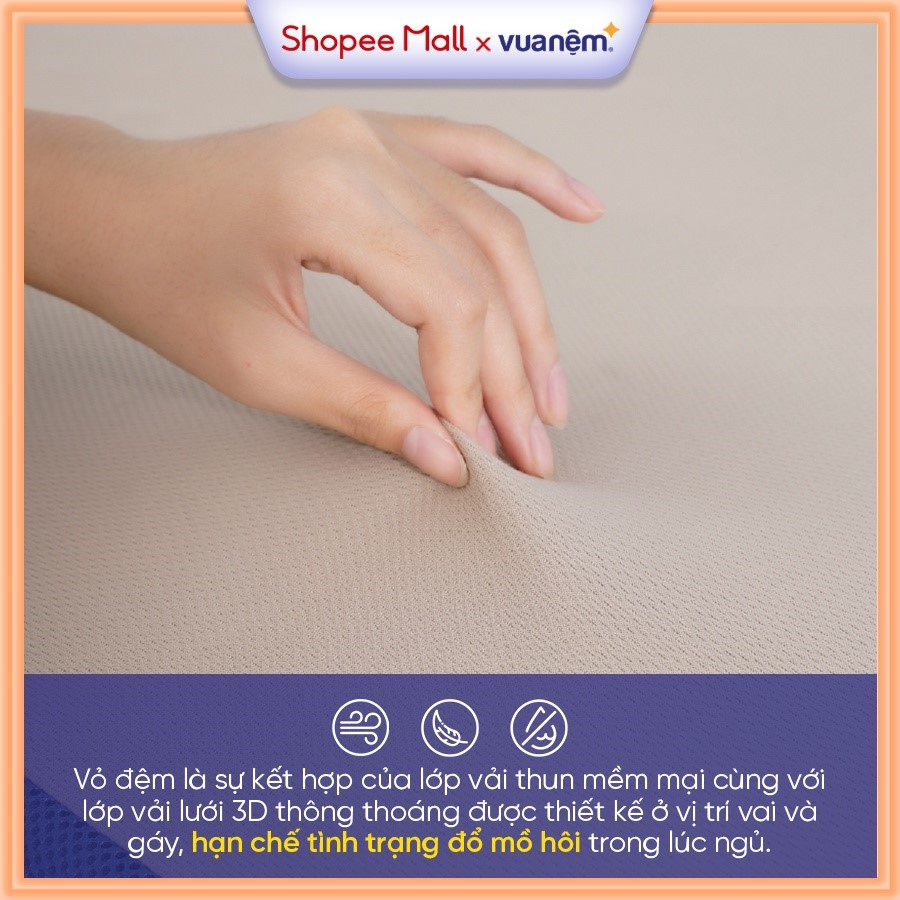 Nệm foam Goodnight Massage bán chạy số 1 Việt Nam 9cm Vua Nệm, Cấu trúc lượn sóng duy trì tư thế cột sống