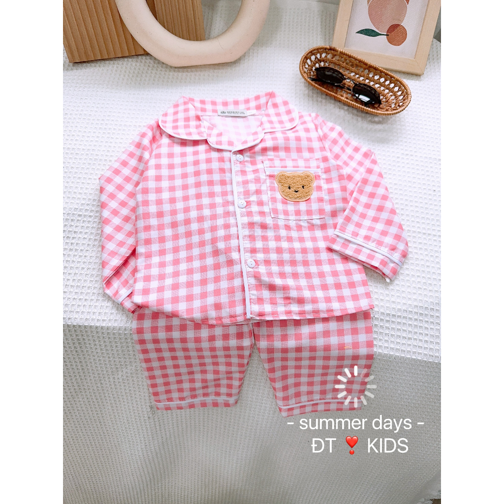 Bộ quần áo pyjama dài tay kẻ sọc giá rẻ cho bé từ 8-20kg