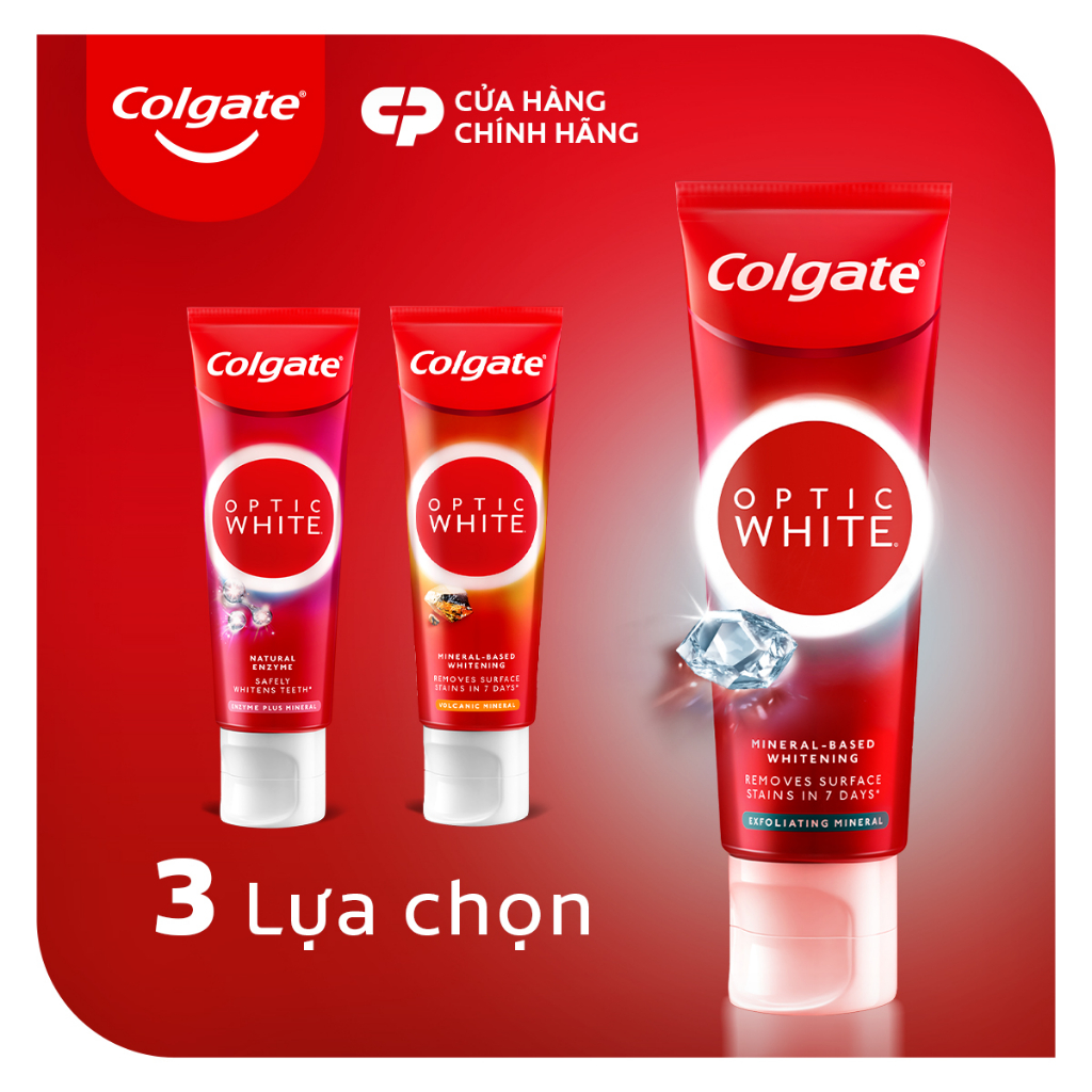 Bộ 6 Kem Đánh Răng Colgate trắng răng Optic White tinh thể khoáng trắng 100g