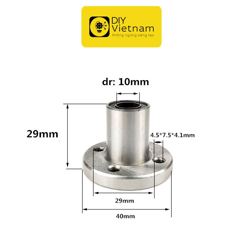 Con trượt tròn, bạc đạn trượt tròn loại ngắn LMF6UU, LMF8UU, LMF10UU, LMF12UU