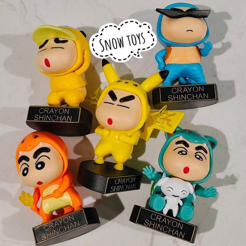 Mô hình Shin cậu bé bút chì - Crayon Shinchan cosplay Pokemon - Shinnosuke cosplay Pikachu Charmander Bulbasaur Squirtle