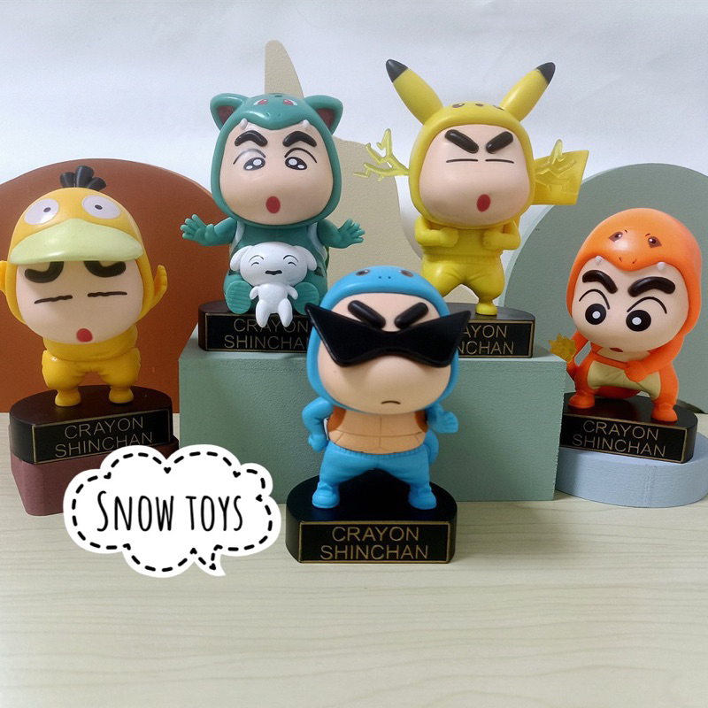 Mô hình Shin cậu bé bút chì - Crayon Shinchan cosplay Pokemon - Shinnosuke cosplay Pikachu Charmander Bulbasaur Squirtle