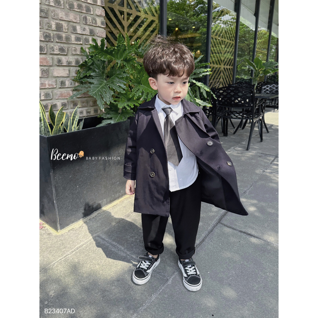 Áo khoác mangto Beemo cho bé trai (không kèm áo trong) phối khuy,chất liệu kaki co giãn, mặc đi chơi,chụp hình B23407AD