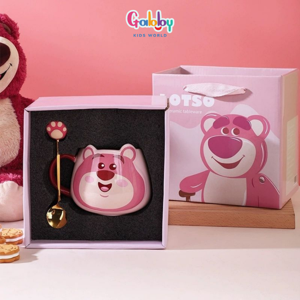 Bộ Ly Cốc Sứ Ly Cốc Thủy Tinh Gấu Dâu Lotso Đáng Yêu Dễ Thương Nhiều Mẫu