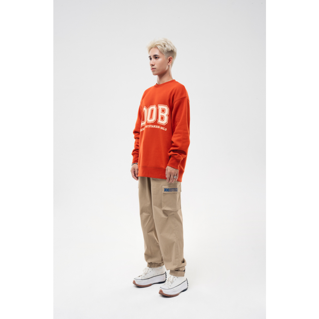 Áo  Sweatshirt  BOO Nỉ Cào Bông Unisex Dáng Oversize In Logo OOB Phối Màu Hottrend