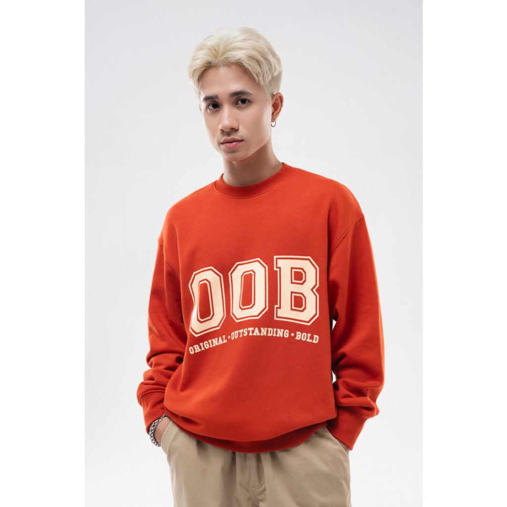 Áo  Sweatshirt  BOO Nỉ Cào Bông Unisex Dáng Oversize In Logo OOB Phối Màu Hottrend