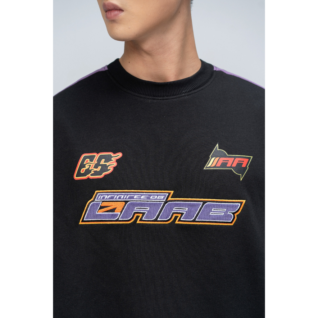 Áo Nỉ Không Mũ BOO Unisex Dáng Boxy In Line Tím Infinitee 06 BL